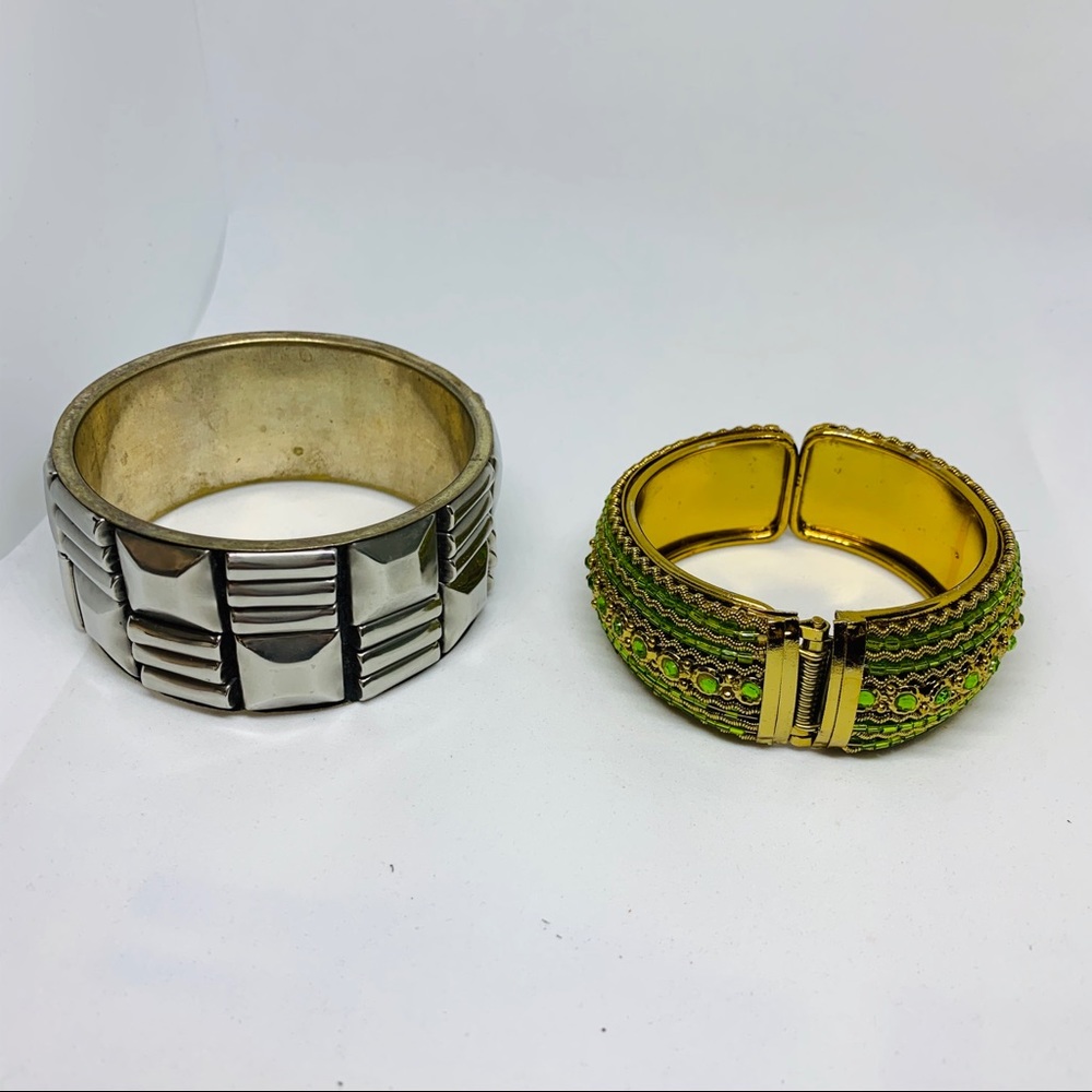 ❤️ Silver and Gold 2 Big chunky Bangle bracelets